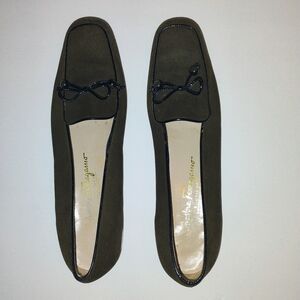 Vintage Salvatore Ferragamo Olive Green Loafers Suede Shoes Size 10 A‎